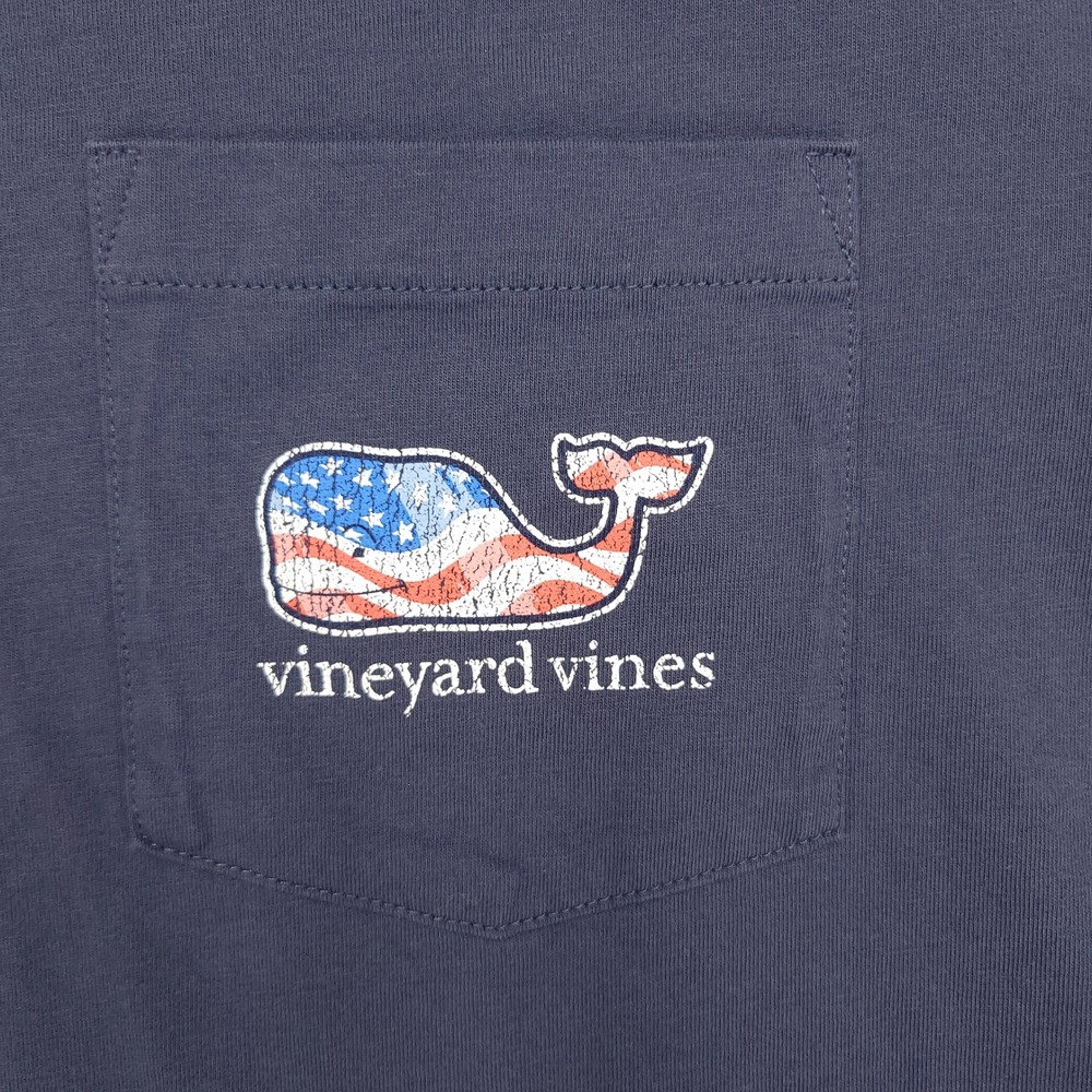 Vineyard Vines Long Sleeve Pocket‎ T Shirt Men's Medium Patriotic Whale Graphic - Picture 5 of 15